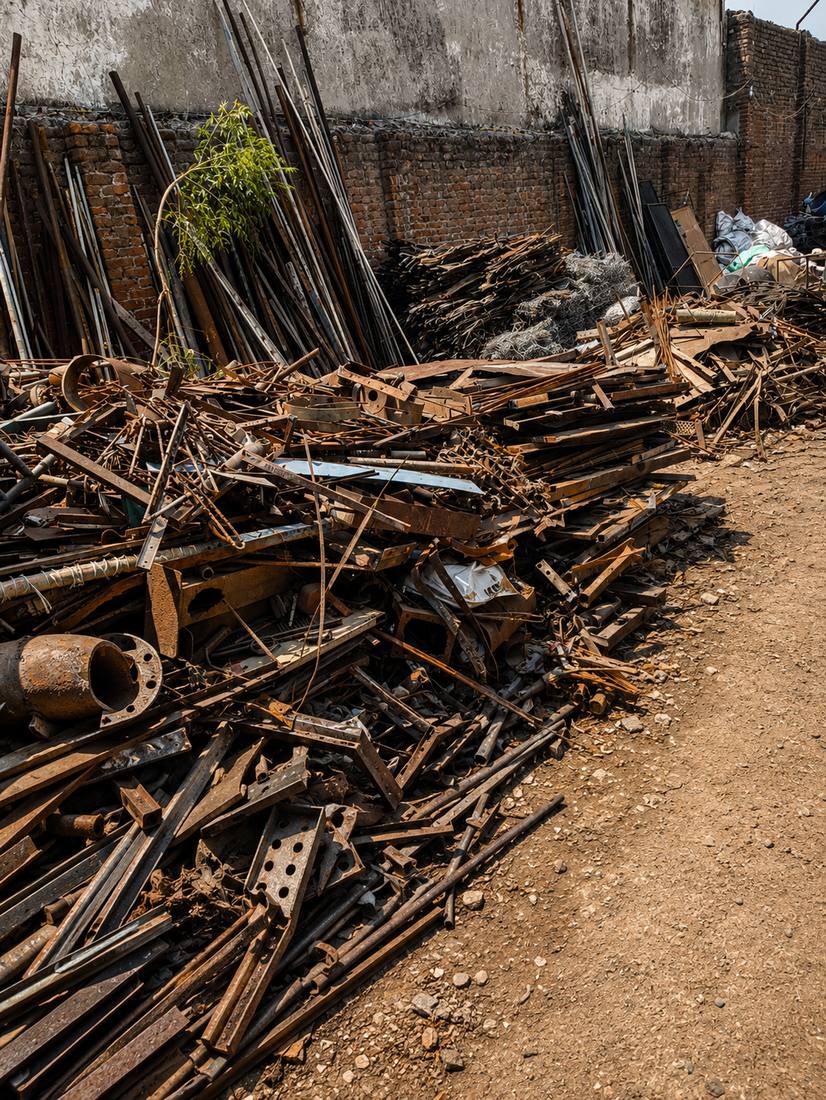 Organized storage lane at Bahl Metals scrap yard, Modinagar